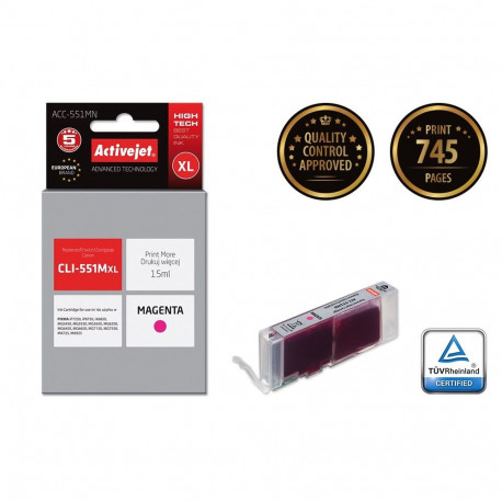 Ink Cartridge - Activejet ACC-551MN - Canon CLI-551M Replacement - 15 ml