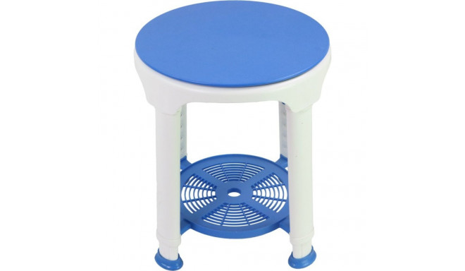 Bathroom Stool - Swivel Model Adjustable Height Blue/White