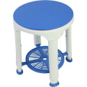 Bathroom Stool - Swivel Model Adjustable Height Blue/White