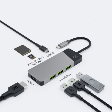 USB Hub - GC Connect 7W1 (3XUSB 3.1, HDMI 4K 60Hz, USB-C PD 85W, MicroSD/SD)