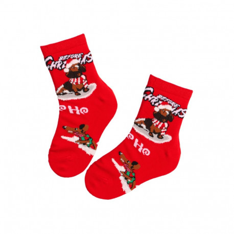 SOKISAHTEL NATALIE punased jõulukoertega sokid lastele 439