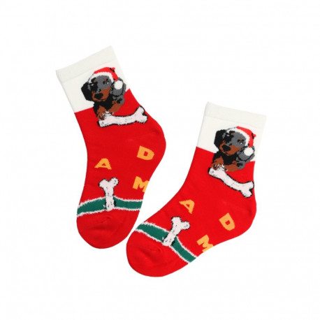 SOKISAHTEL NATALIE punased koeraga jõulusokid lastele 439