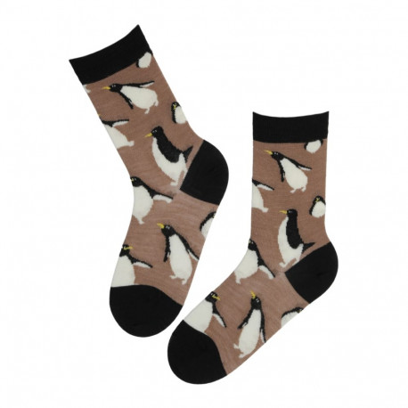 SOKISAHTEL PENGUIN pruunid meriinovillased sokid 444, 446