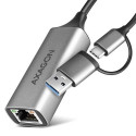 Axagon ADE-TXCA Gigabit Ethernet Adapter USB-C+ USB-A - titangrau - Adapter - Digital/Daten 1000 Mbi