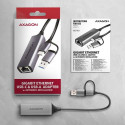 Axagon ADE-TXCA Gigabit Ethernet Adapter USB-C+ USB-A - titangrau - Adapter - Digital/Daten 1000 Mbi