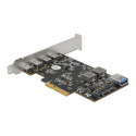 DeLOCK PCI Express x4 Card to 4 x USB Type-C + 1 x USB Type-A - SuperSpeed USB 10 Gbps - Low Profile