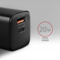 Axagon ACU-PQ20 wall charger QC3.0/AFC/FCP+ PD type-C 20 W - schwarz - USB Typ C Mobile phone, Smart