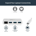 StarTech.com 3-Port USB-C Hub with Gigabit Ethernet - USB-C to 3x USB-A - USB 3.0 Hub - White~3-Port