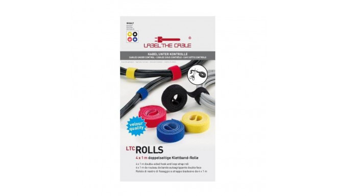 Label-the-cable ROLLS cable tie Velcro Black, Blue, Red, Yellow 4 pc(s)