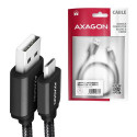 Axagon BUMM-AM10AB HQ cable Micro USB &lt;-&gt; USB-A, 1m, USB 2.0, 2.4A, ALU, braid, black