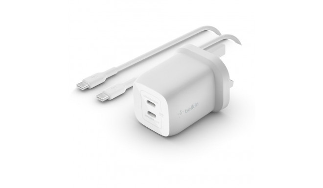 "Belkin 65W Dual USB-C GaN Ladegerät mit PD und PPS + 2m Kabel"