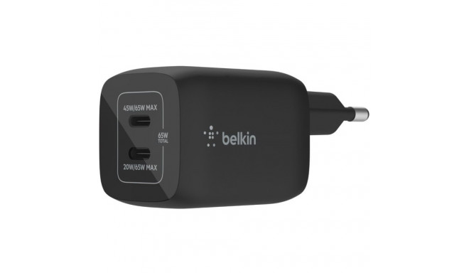 "Belkin 65W Dual USB-C GaN Ladegerät mit PD und PPS, schwarz"