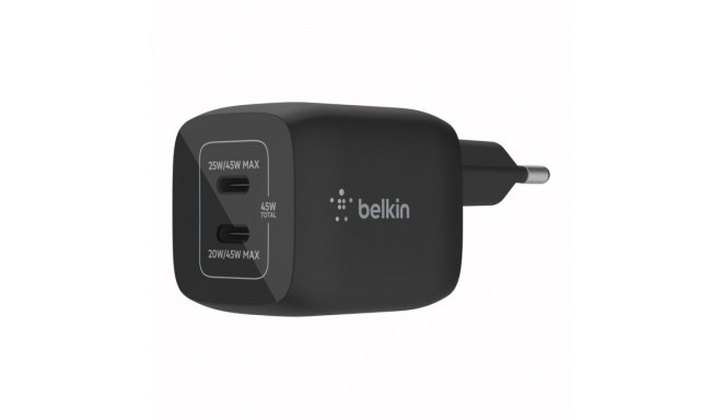 "Belkin 45W Dual USB-C GaN Ladegerät Power Deliver, PPS, blk"