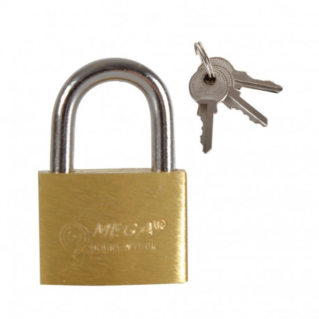 Padlock messingist SLIM 25mm 3 võtit