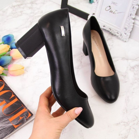 Sergio Leone W SK314A black decorative block heel pumps (36)