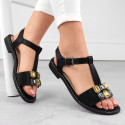 Comfortable sandals with zircons S.Barski W OLI261A, black (36)