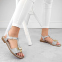 Comfortable sandals with zircons S.Barski W OLI261B, silver (37)