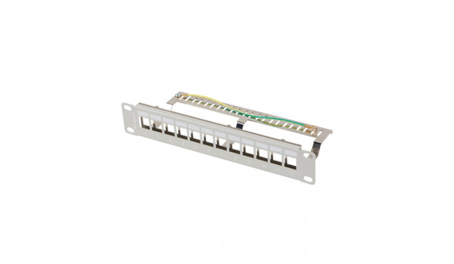 PATCH PANEL BLANK 12 PORT 1U 10" FTP FOR KEYSTONE MODULES GREY LANBERG V2