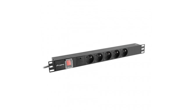 POWER DISTRIBUTION UNIT (PDU) 19" LANBERG 1U 16A 2M 5X FRENCH OUTLETS BLACK