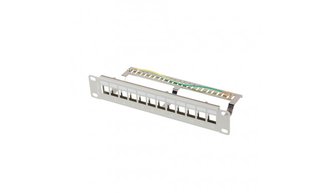 PATCH PANEL BLANK 12 PORT 1U 10" FTP FOR KEYSTONE MODULES GREY LANBERG V2