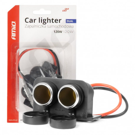 hermeetiline topelt auto sigaretisüütaja pesa 12v 24v amio-04130