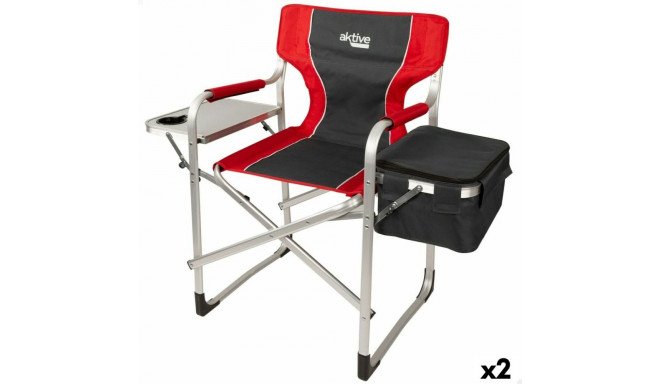 Foldable Camping Chair Aktive Grey Red 61 x 92 x 52 cm (2 Units)