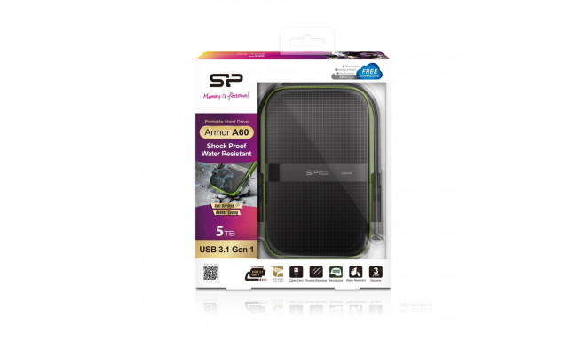 External Hard Drive - Silicon Power Armor A60 5000 Gb, Black, Green