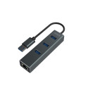 USB Hub - Savio Ak-57 3 X USB-A Hub Rj-45 Gigabit Ethernet Adapter Gre