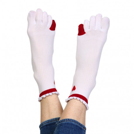 SOKISAHTEL HEART valged südametega varvassokid naistele 444