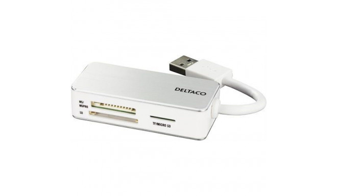 Deltaco UCR-147 card reader USB 3.2 Gen 1 (3.1 Gen 1) Type-A Silver, White