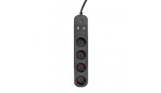 Gembird TSL-PS-S4U-01 Smart power strip 4 AC outlet(s) Type E 1.5 m 3 3680 W Black