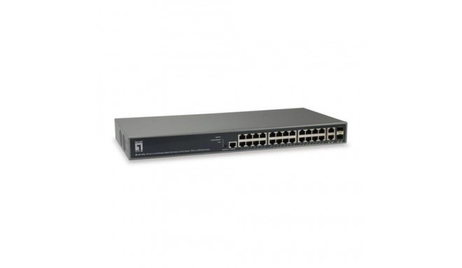 LevelOne TURING 26-Port L3 Lite Managed Gigabit PoE Switch, 24 PoE Outputs, 370W, 2 x SFP/RJ45 Combo