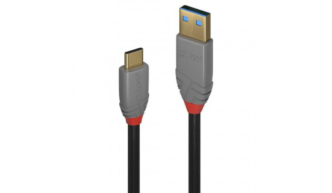 Lindy 1m USB 3.2 Type A to C Cable, 10Gbps, 5A, PD, Anthra Line