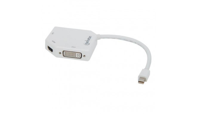 Manhattan Mini DisplayPort 1.2 to HDMI, DVI and VGA Adapter Cable (3-in-1), 25cm, White, Male to Fem