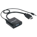 Manhattan HDMI to VGA (with Audio) Converter cable, 1080p, 30cm, Male to Female, Micro-USB Power Inp