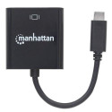 Manhattan USB-C to VGA Converter Cable, 1080p@60Hz, Black, 8cm, Equivalent to CDP2HD, Male to Female