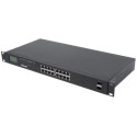 Intellinet 16-Port Gigabit Ethernet PoE+ Switch with 2 SFP Ports, LCD Display, IEEE 802.3at/af Power