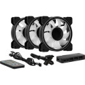 Aerocool MIRAGE12PRO Kit 3xFan PC 12cm ARGB 6 Pins Hub Silent Black