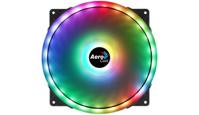 Aerocool DUO20 PC Fan 20cm ARGB LED Dual Ring Antivibration 6 Pins Black
