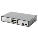 Digitus 8-Port Gigabit PoE Networkswitch, Desktop, unmanaged, 2 Uplink Ports, SFP, 180 W, af/at/bt