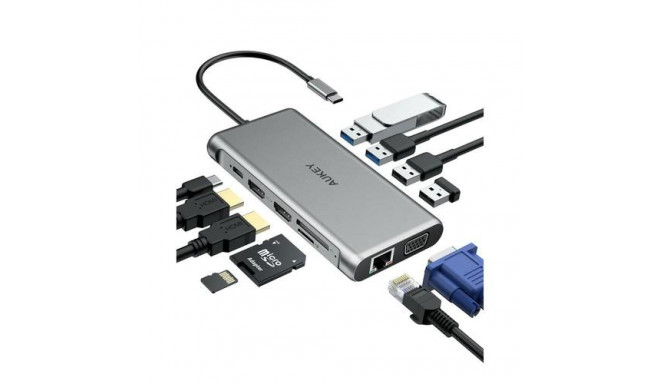 Aukey USB hub CB-C78 USB-C 5000Mbit/s, hõbedane
