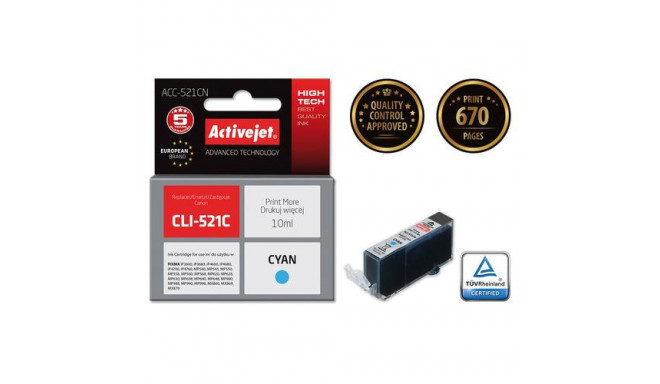 Activejet ACC-521CN ink (replacement for Canon CLI-521C; Supreme; 10 ml; cyan)