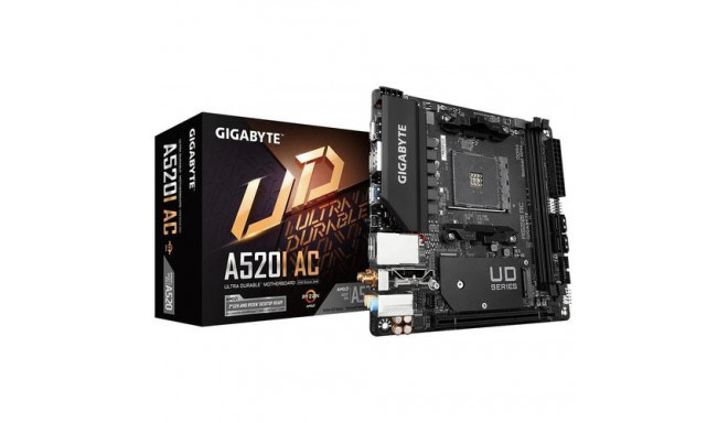 GIGABYTE A520I AC Motherboard - Supports AMD Ryzen 5000 Series AM4 CPUs, 6 Phases Digital VRM, up to