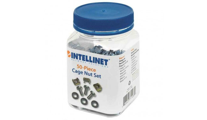 Intellinet Cage Nut Set (50 Pack), M6 Nuts, Bolts and Washers, Suitable for Network Cabinets/Server 