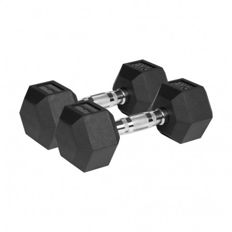 Rubberized cast iron dumbbells HEX 2x9 kg REBEL ACTIVE