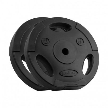 REBEL ACTIVE bituumenkattega raskuste komplekt 2x15kg, ava 31mm, käepidemetega kettad