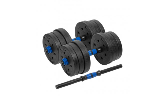 Adjustable bitumen dumbbells with connector 2x10kg REBEL ACTIVE