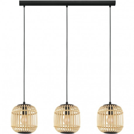 Pendant lamp EGLO BORDESLEY, 3 x E27, max 40 W, black/wood color