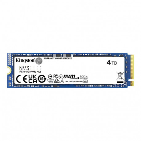 Kingston SSD NV3 4000 GB M.2 2280 SSD PCIe 4.0 x4 NVMe tahkisajam lugemiskiirus 6000 MB/s kirjutamis