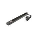 SOMI Networks | 1U, 19″, 8x Schuko PDU Power Panel | PDU08SAS | Black | With Switch; No Protection; 